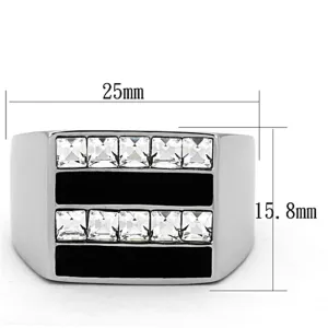 High polished (no plating) Stainless Steel Ring with Top Grade Crystal in Clear for Women Style TK1177