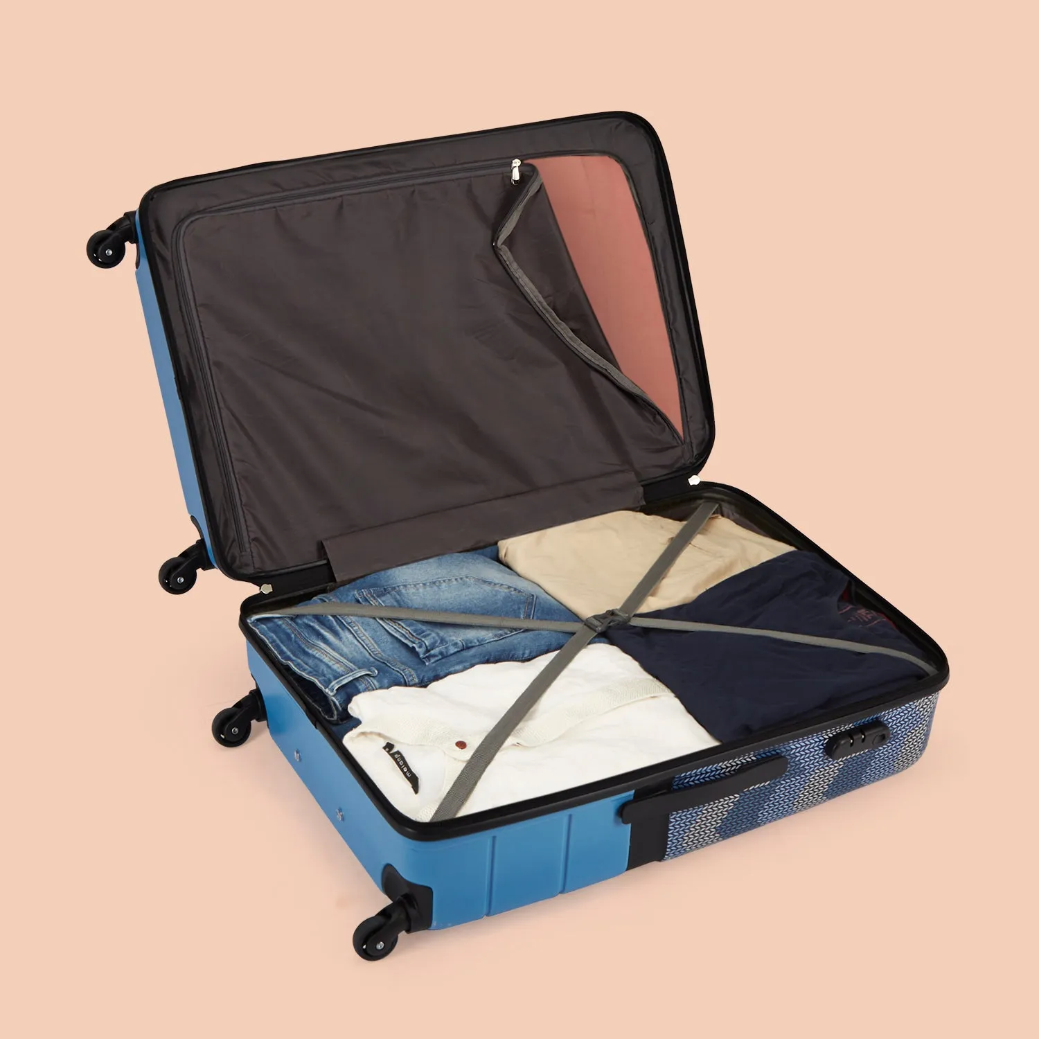 Himachal Chevron Blue Raahi Trolley Bag