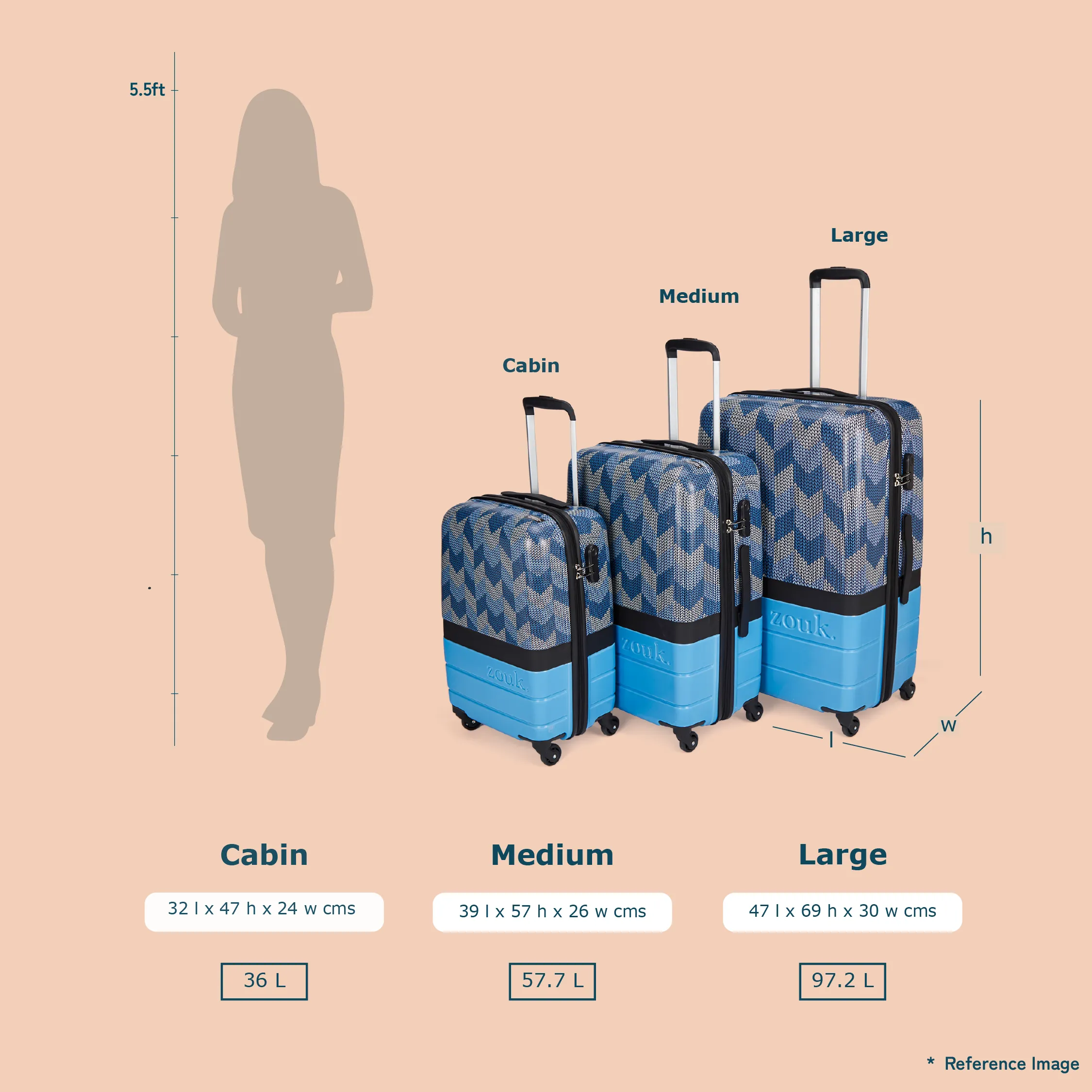 Himachal Chevron Blue Raahi Trolley Bag