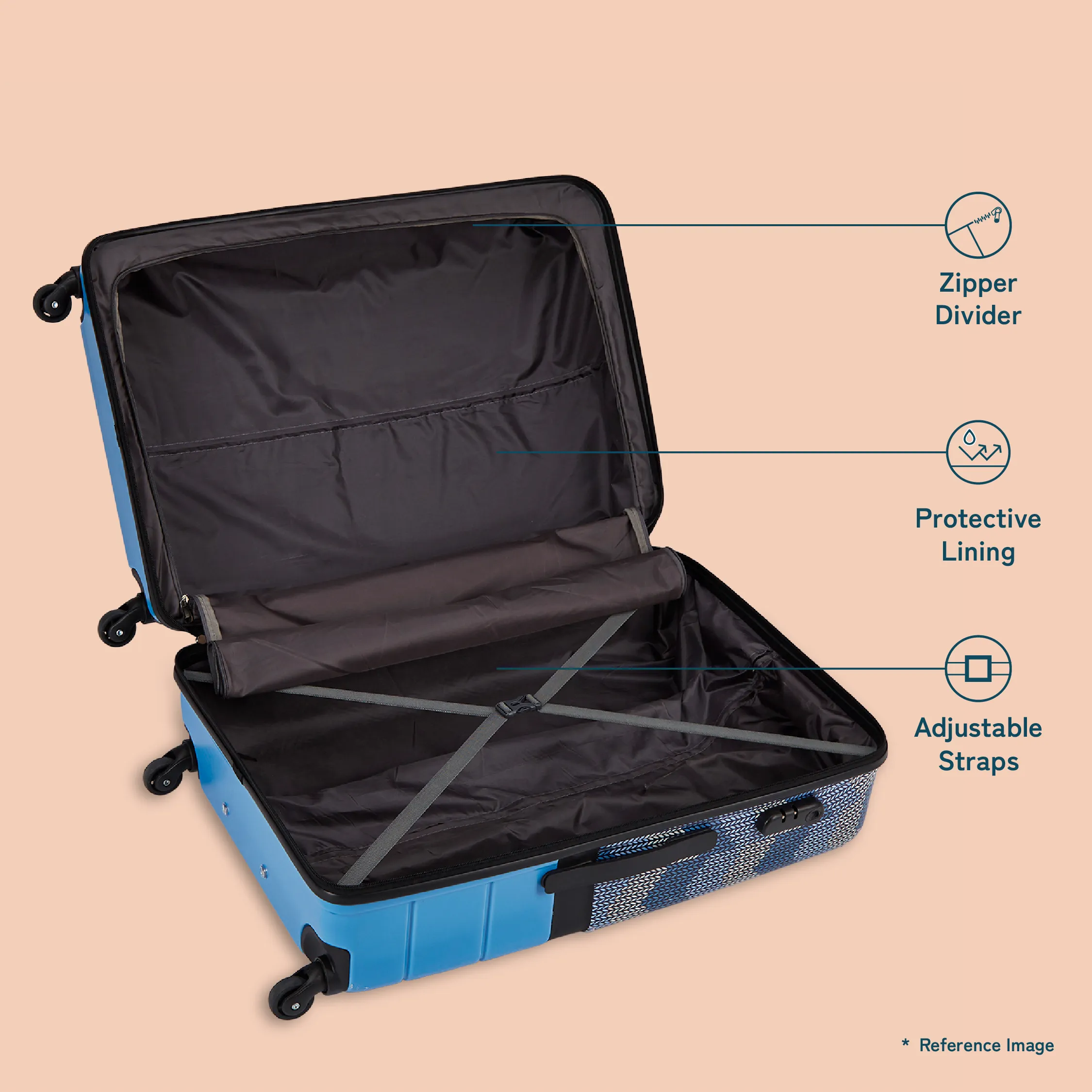 Himachal Chevron Blue Raahi Trolley Bag