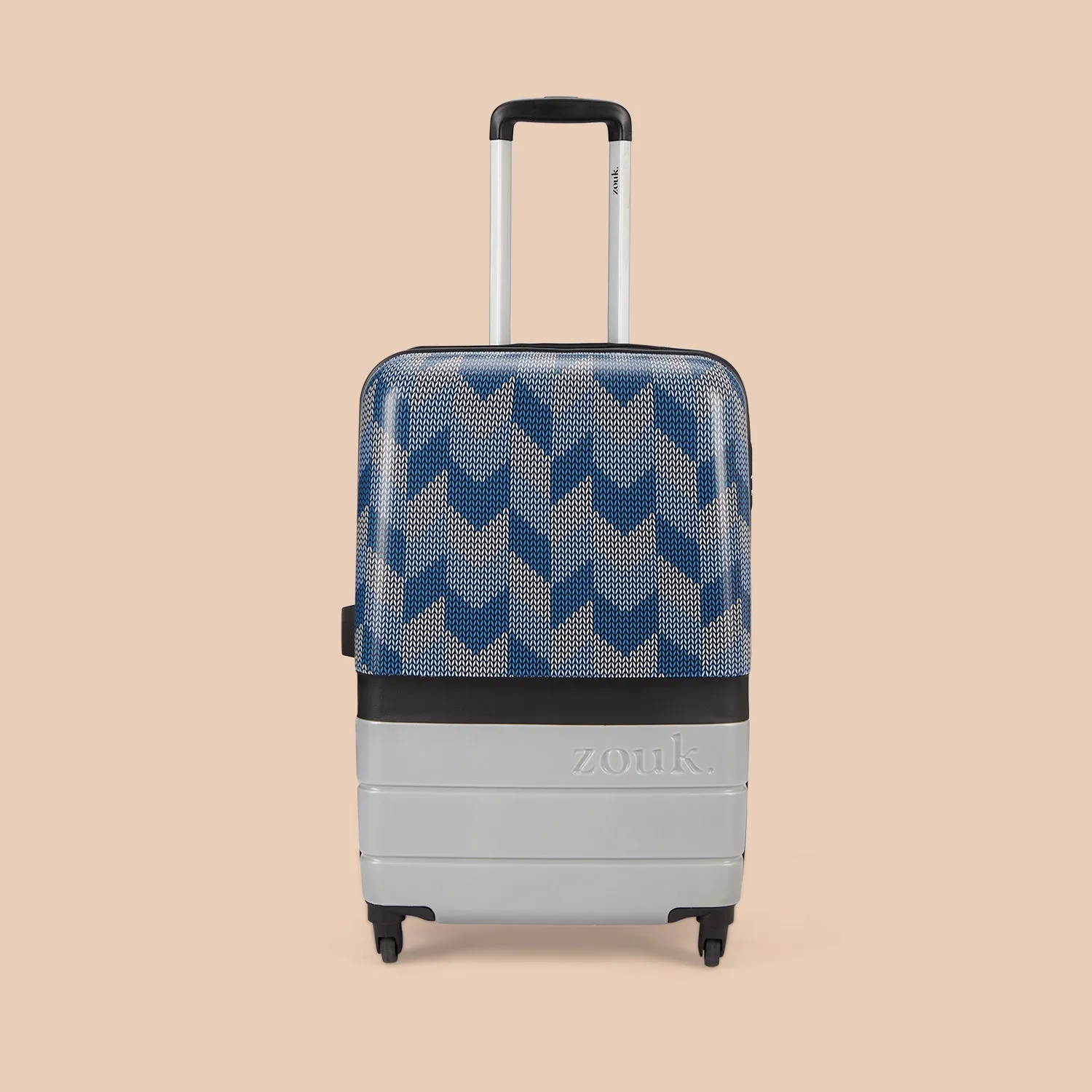 Himachal Chevron Grey Raahi Trolley Bag Combo (Cabin & Large)