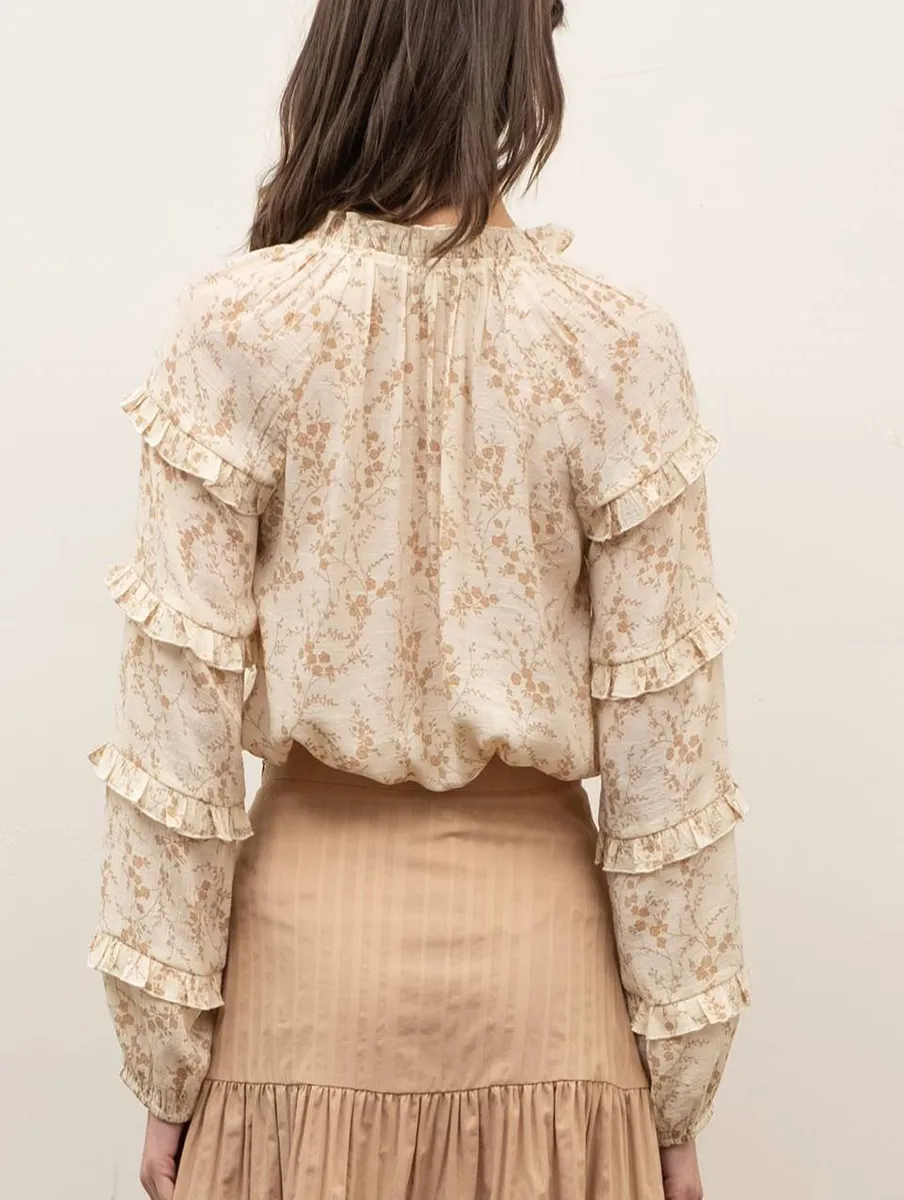 In A Trance Floral Ruffle Sleeve Top