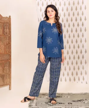 Indigo Blue 2 Piece Hand Block Printed Home Wear