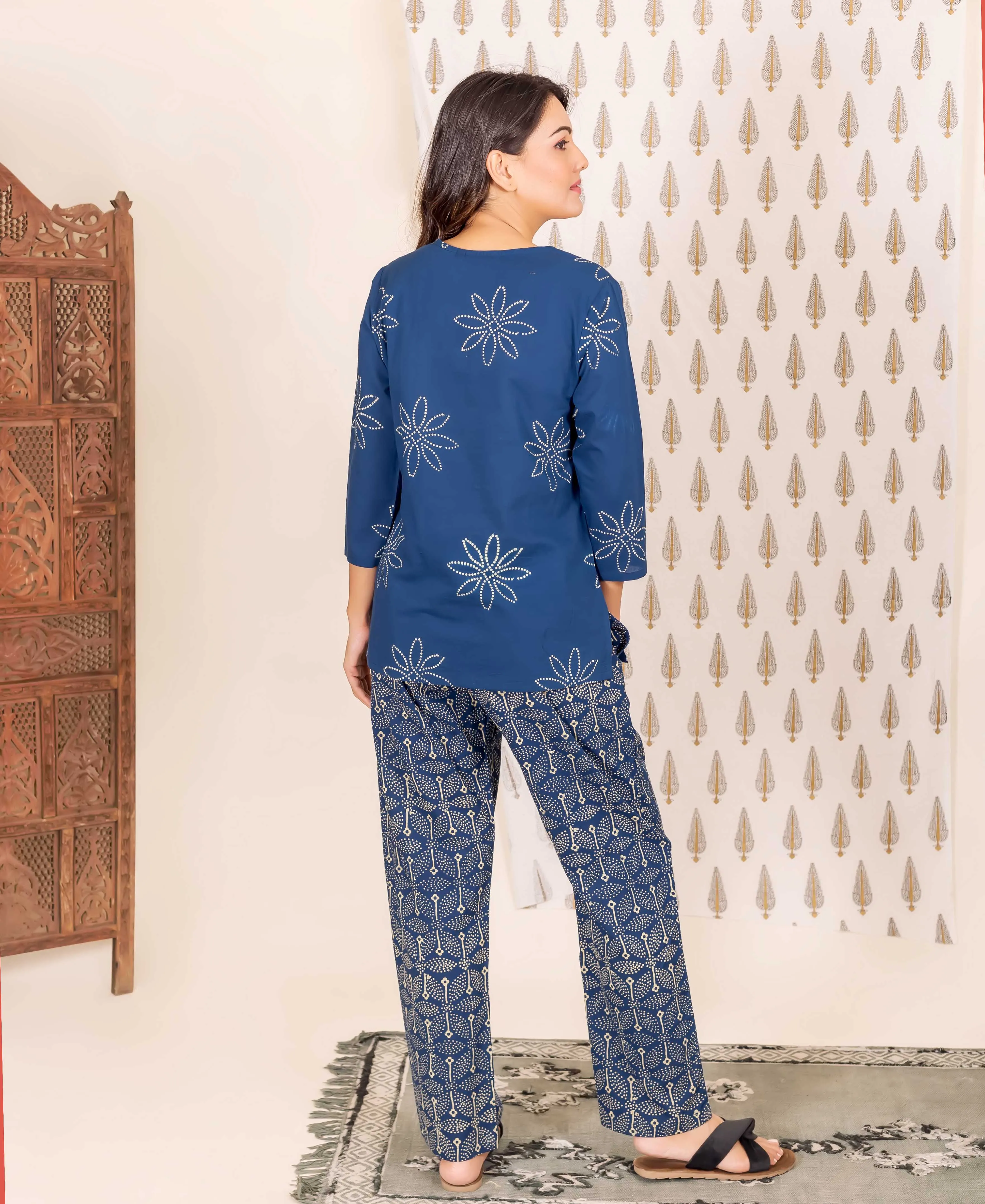 Indigo Blue 2 Piece Hand Block Printed Home Wear