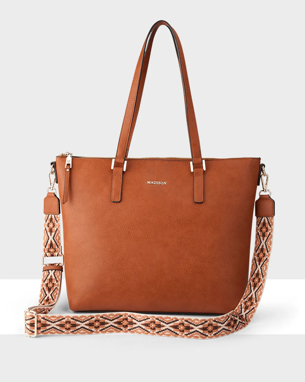 Inga Large Zip Top Tote Bag with Laptop Pocket   Aztec Bag Strap