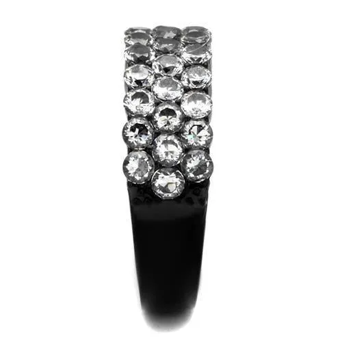 IP Black(Ion Plating) Stainless Steel Ring with AAA Grade CZ in Clear for Women Style TK2277