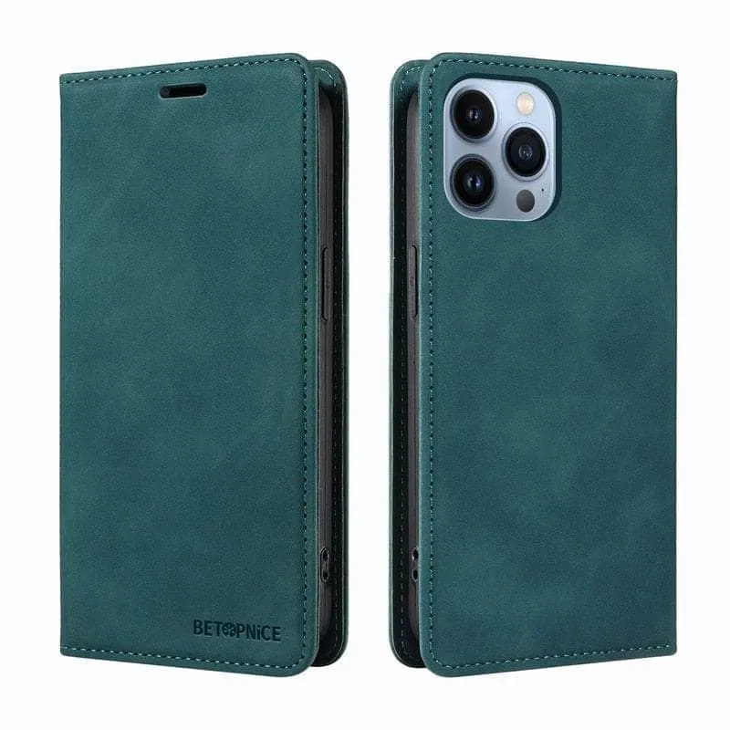 iPhone 15 Pro RFID Leather Wallet Flip Case