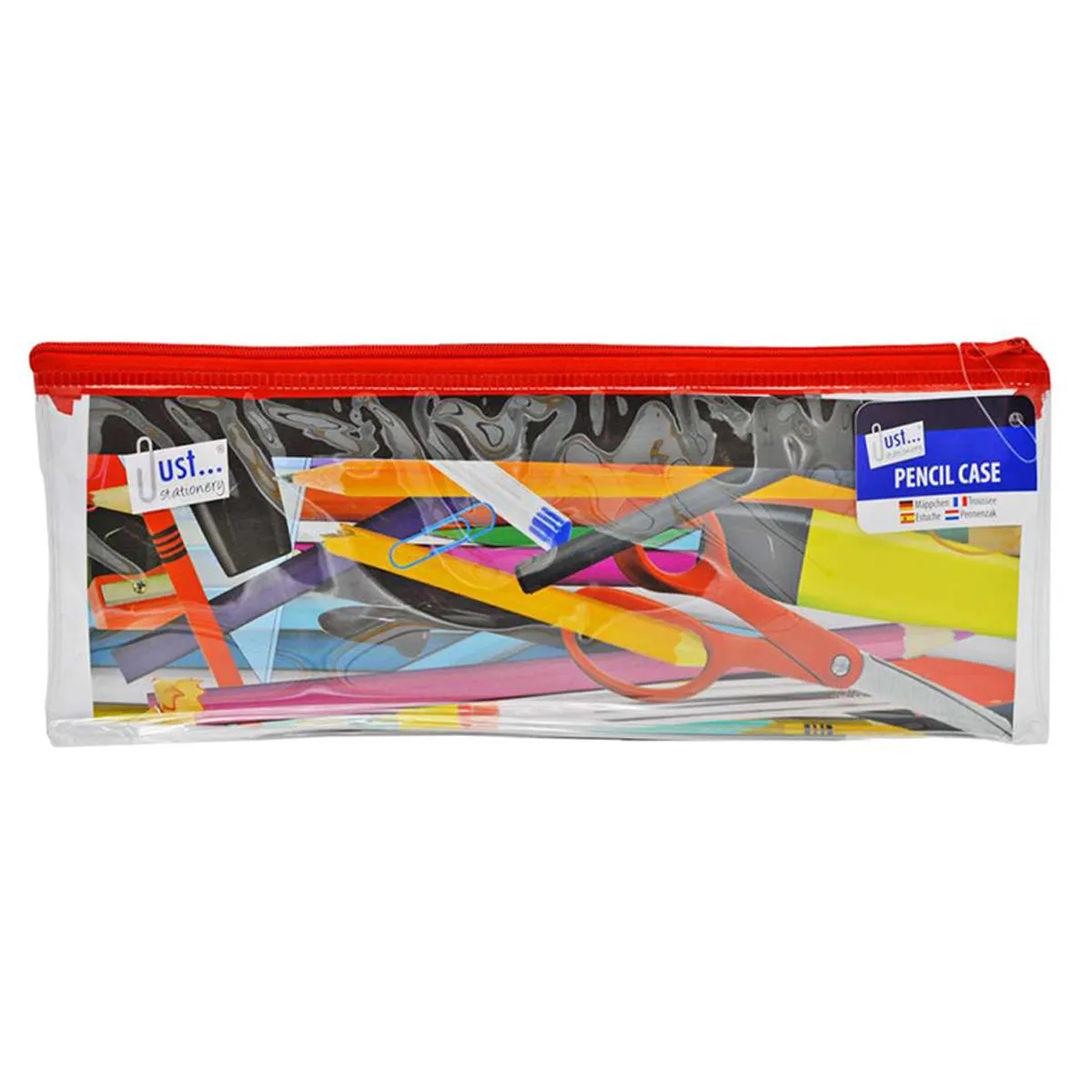 Just Stationery 13" Clear Exam Pencil Case (styles vary)