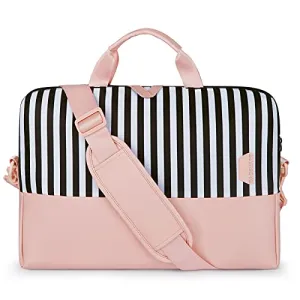 Laptop Bag for Women,BAGSMART 15.6 Inch Laptop Case Slim Computer Bag Briefcase,Pink Stripes