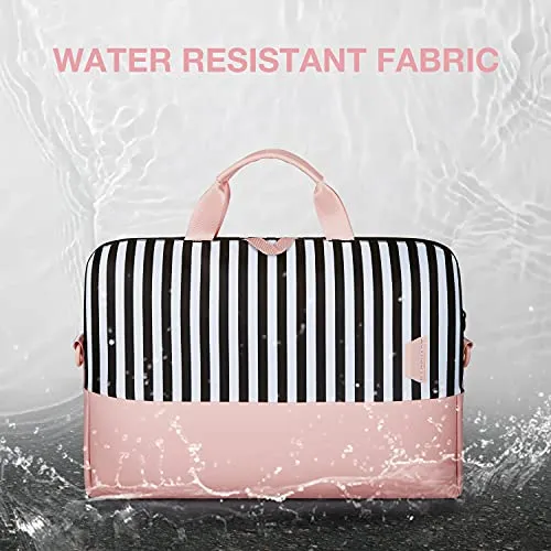 Laptop Bag for Women,BAGSMART 15.6 Inch Laptop Case Slim Computer Bag Briefcase,Pink Stripes