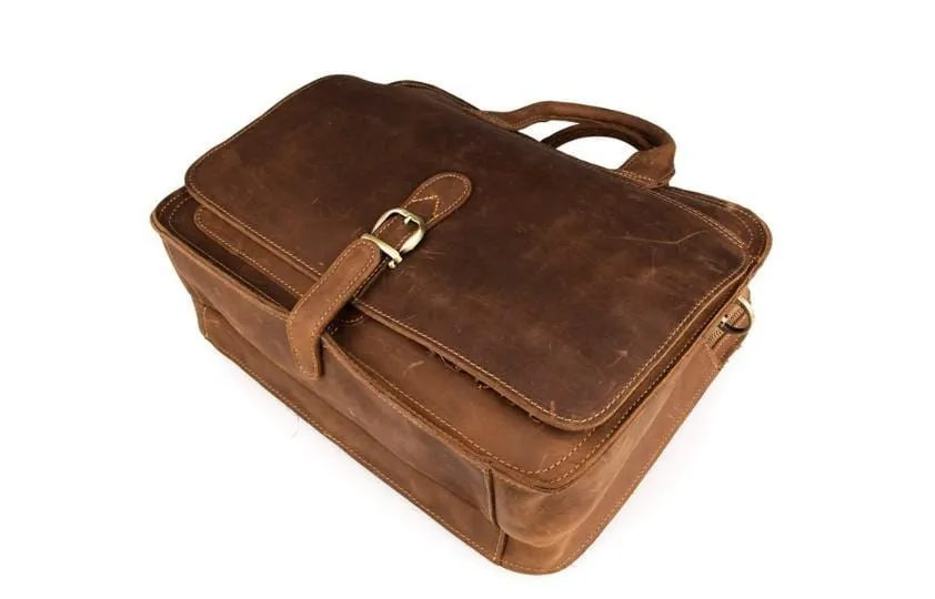 Large Distressed Brown Leather Laptop Bags