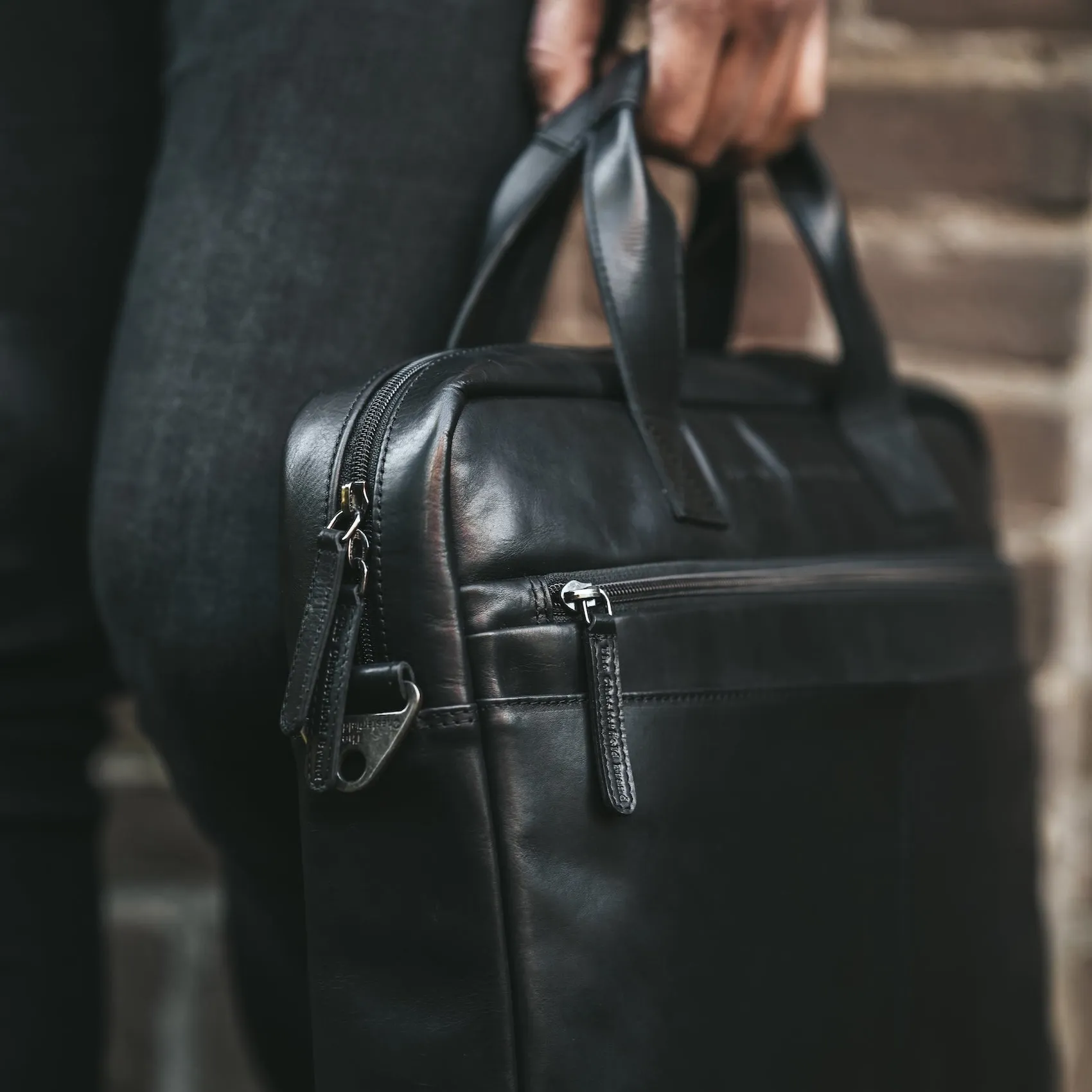 Leather Laptop Bag Black Verona