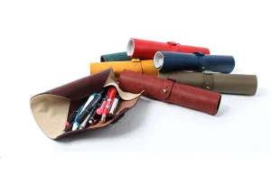 Leather Roll Up Pencil Case, Made in Japan,  Japanese leather pencil case, Japanese leather pen case