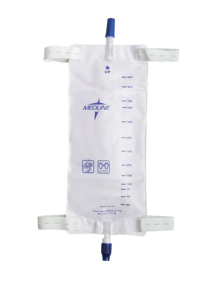 Medline Leg Bags Large 32 Ounce with Twist Valve Drainage Port Case of 48