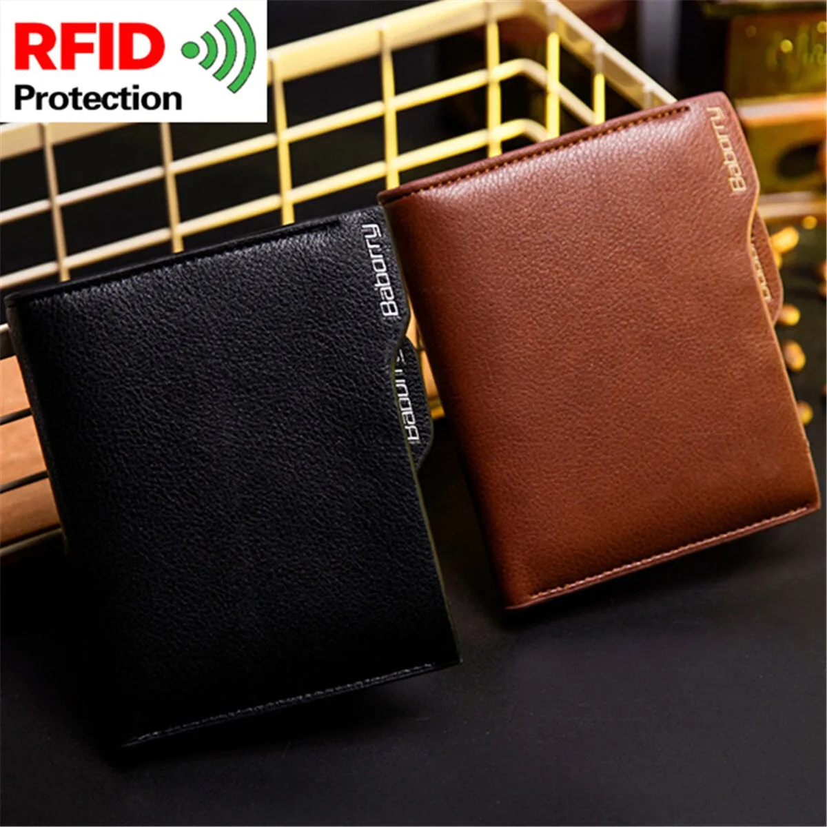 Men Anti-Theft RFID Blocking Secure Wallet 6 Card Slots Protective Short