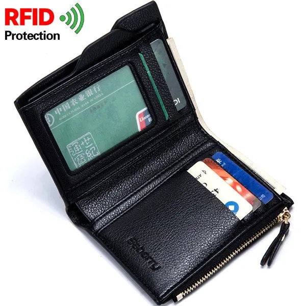 Men Anti-Theft RFID Blocking Secure Wallet 6 Card Slots Protective Short