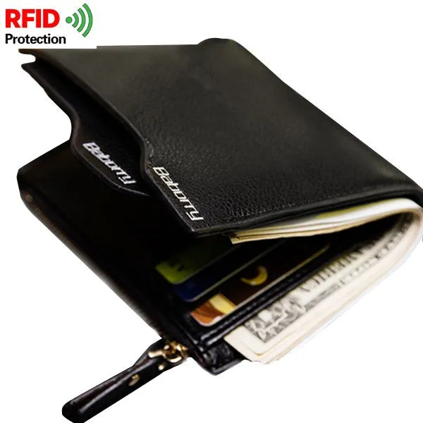 Men Anti-Theft RFID Blocking Secure Wallet 6 Card Slots Protective Short