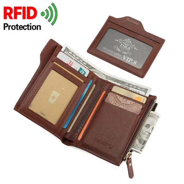 Men Anti-Theft RFID Blocking Secure Wallet 6 Card Slots Protective Short