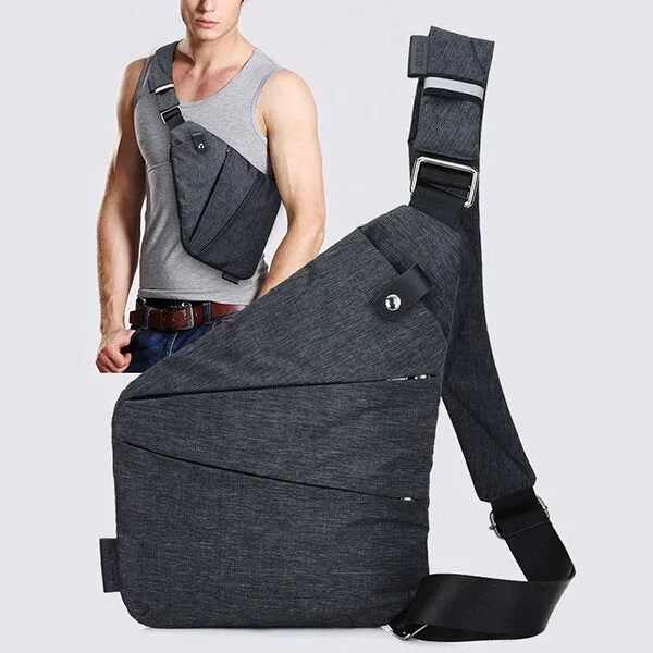 Men Hidden Crossbody Shoulder Bag Anti Theft Messenger Bag Motorcycle Chest Pack