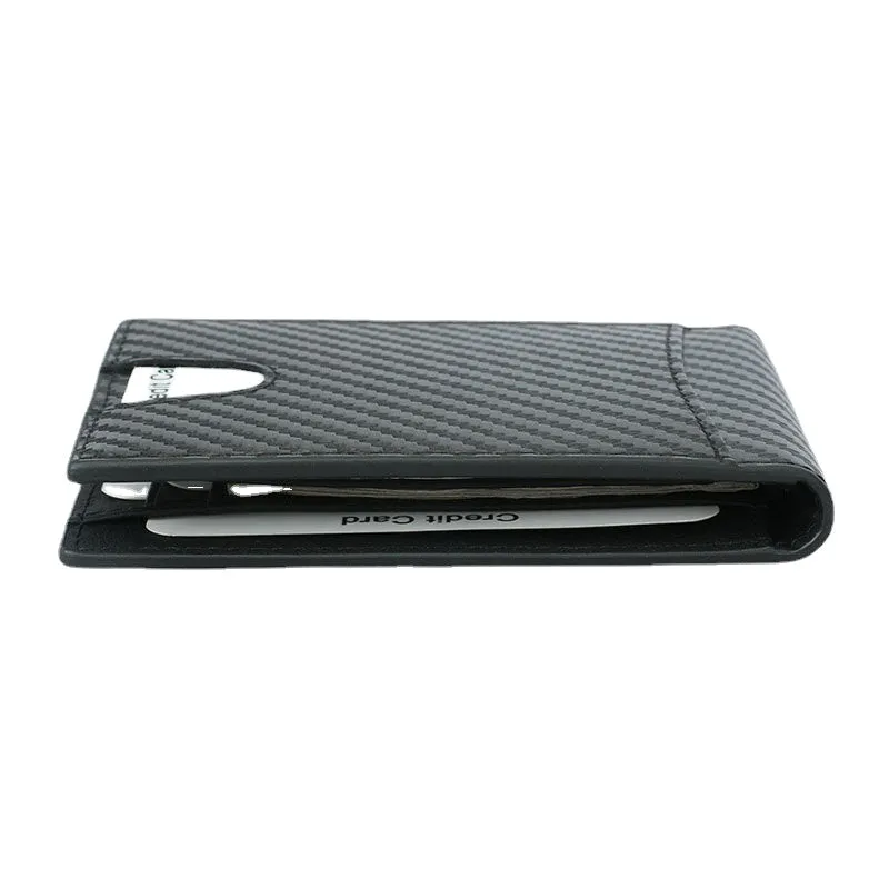 Men Multifunction Business RFID Carbon Fiber US Dollar Clip Card Trade Short Multi-card Slots Wallet