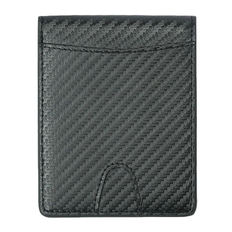 Men Multifunction Business RFID Carbon Fiber US Dollar Clip Card Trade Short Multi-card Slots Wallet