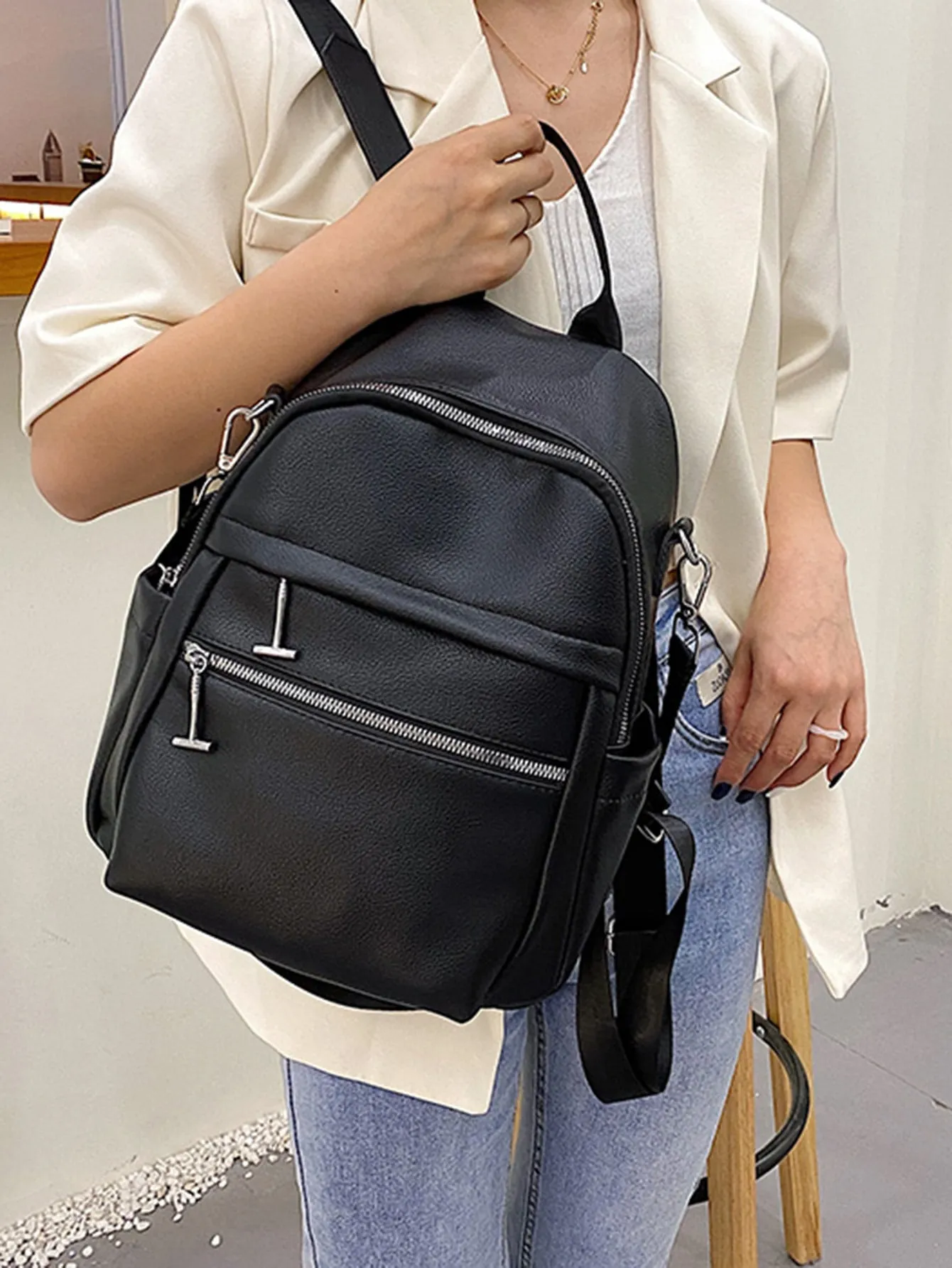 Minimalist Zipper Front Classic Backpack