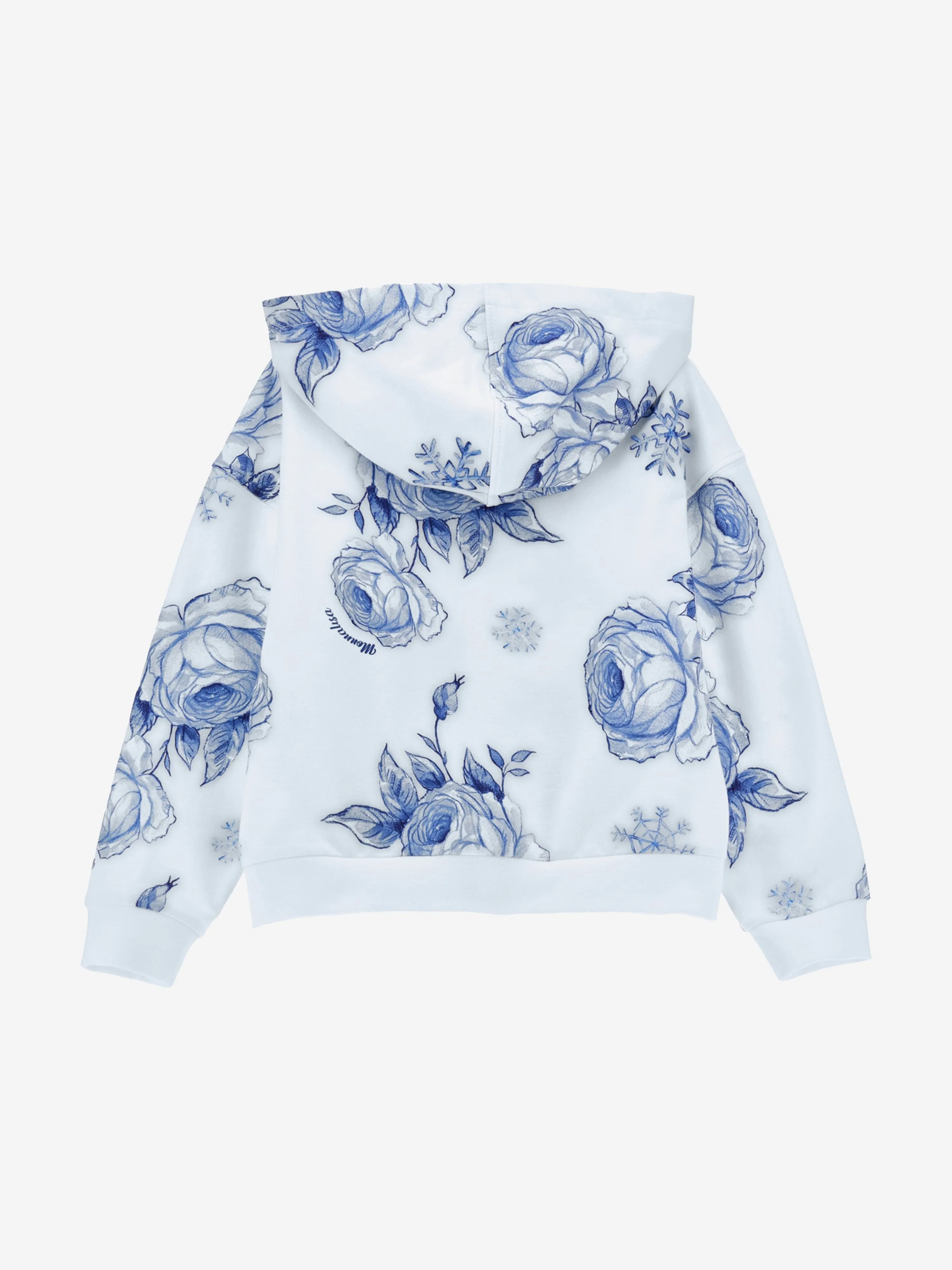 Monnalisa Girls Floral Zip Up Top in Blue