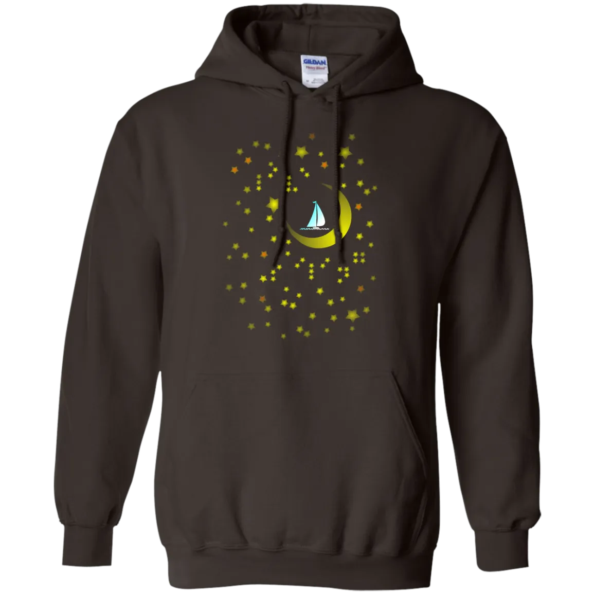 Moon Sailing on G185 Gildan Pullover Hoodie 8 oz.