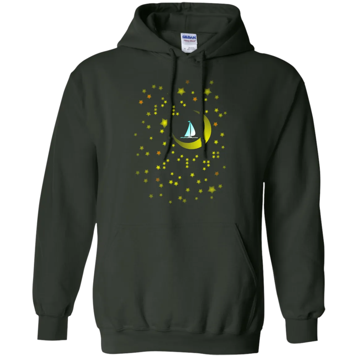 Moon Sailing on G185 Gildan Pullover Hoodie 8 oz.