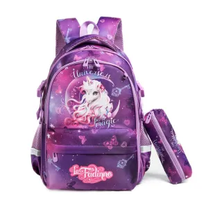 (NET) Unicorn Backpack School Bag With Insulated Lunch Box & Pencil Bag