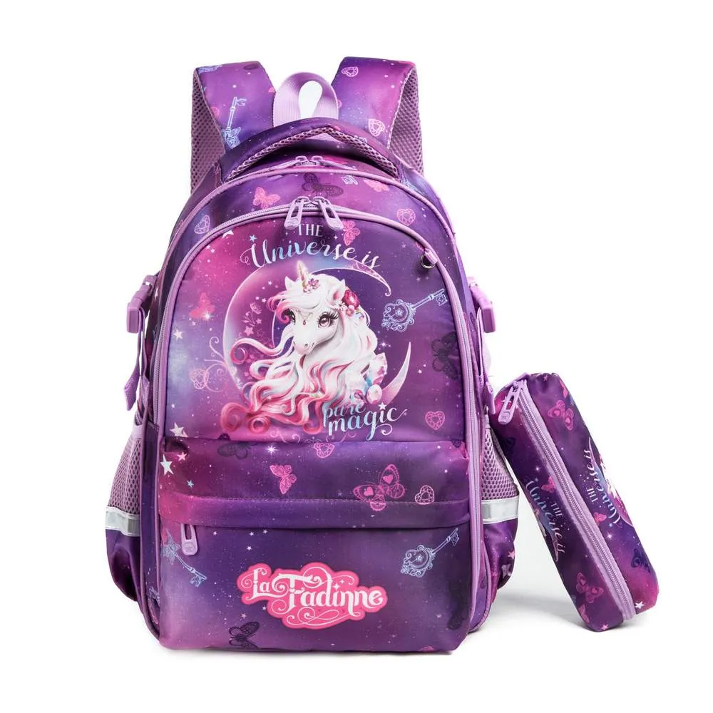 (NET) Unicorn Backpack School Bag With Insulated Lunch Box & Pencil Bag