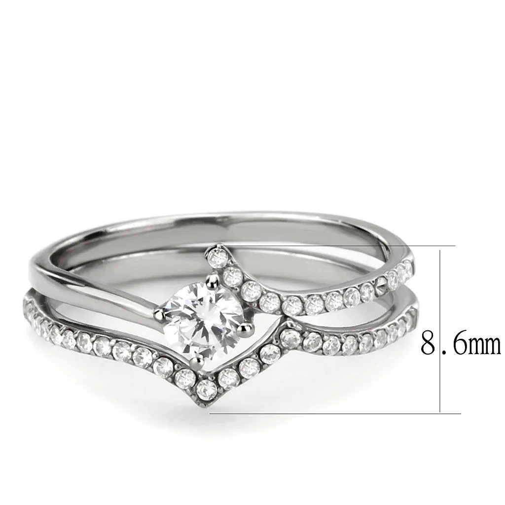 no plating Stainless Steel Ring AAA GRD CZ Clear DA350 for Women Style High