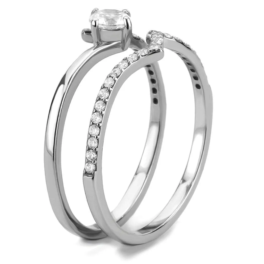 no plating Stainless Steel Ring AAA GRD CZ Clear DA350 for Women Style High