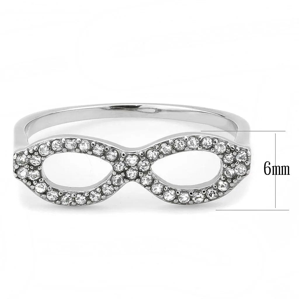 No Plating Stainless Steel Ring with AAA Grade CZ in Clear for Women Style DA315