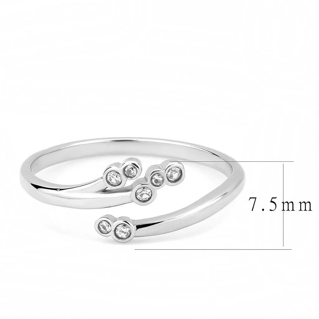 No Plating Stainless Steel Ring with AAA Grade CZ in Clear for Women Style TK3570