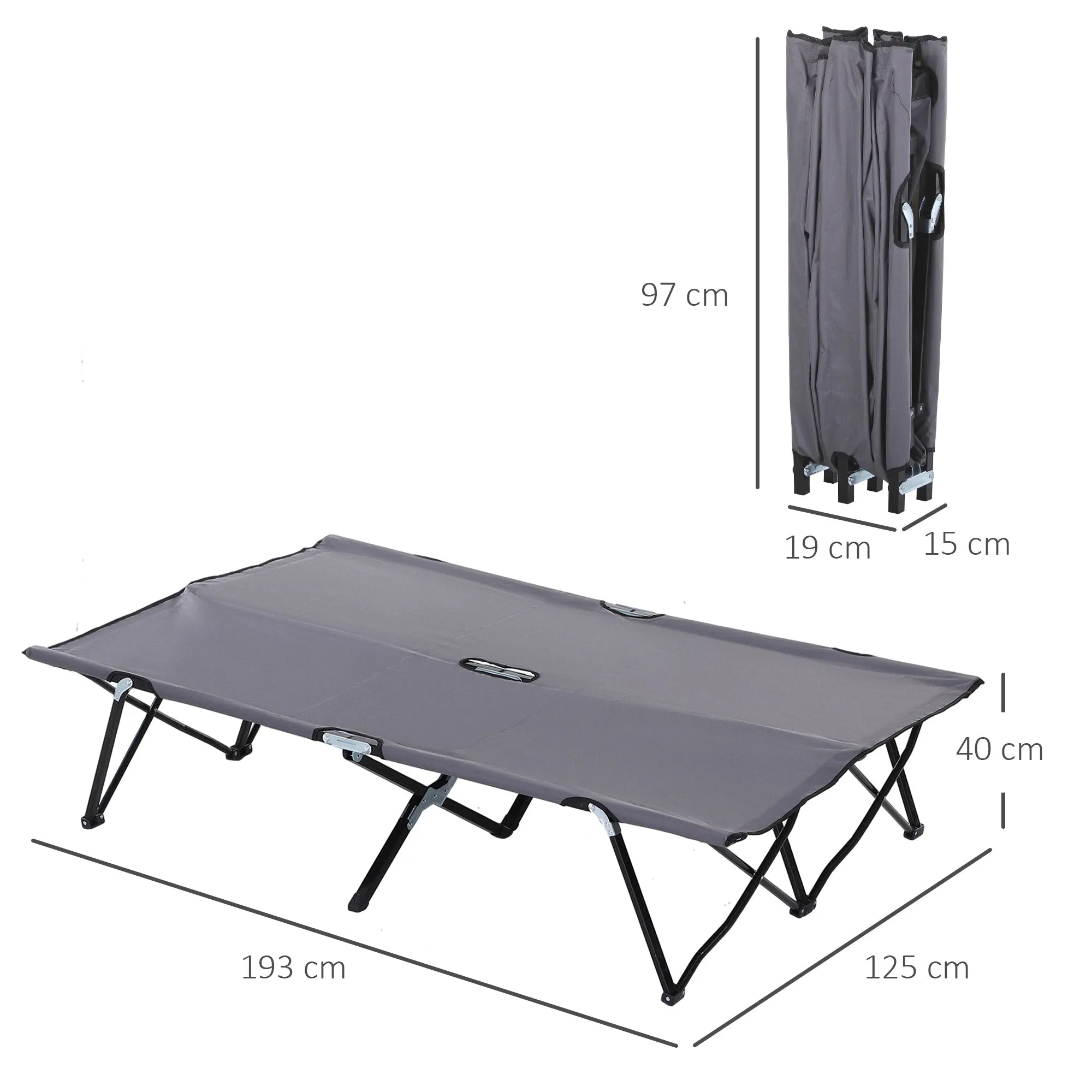 Outdoor Double Camping Folding Cot Portable Sunbed with Carry Bag