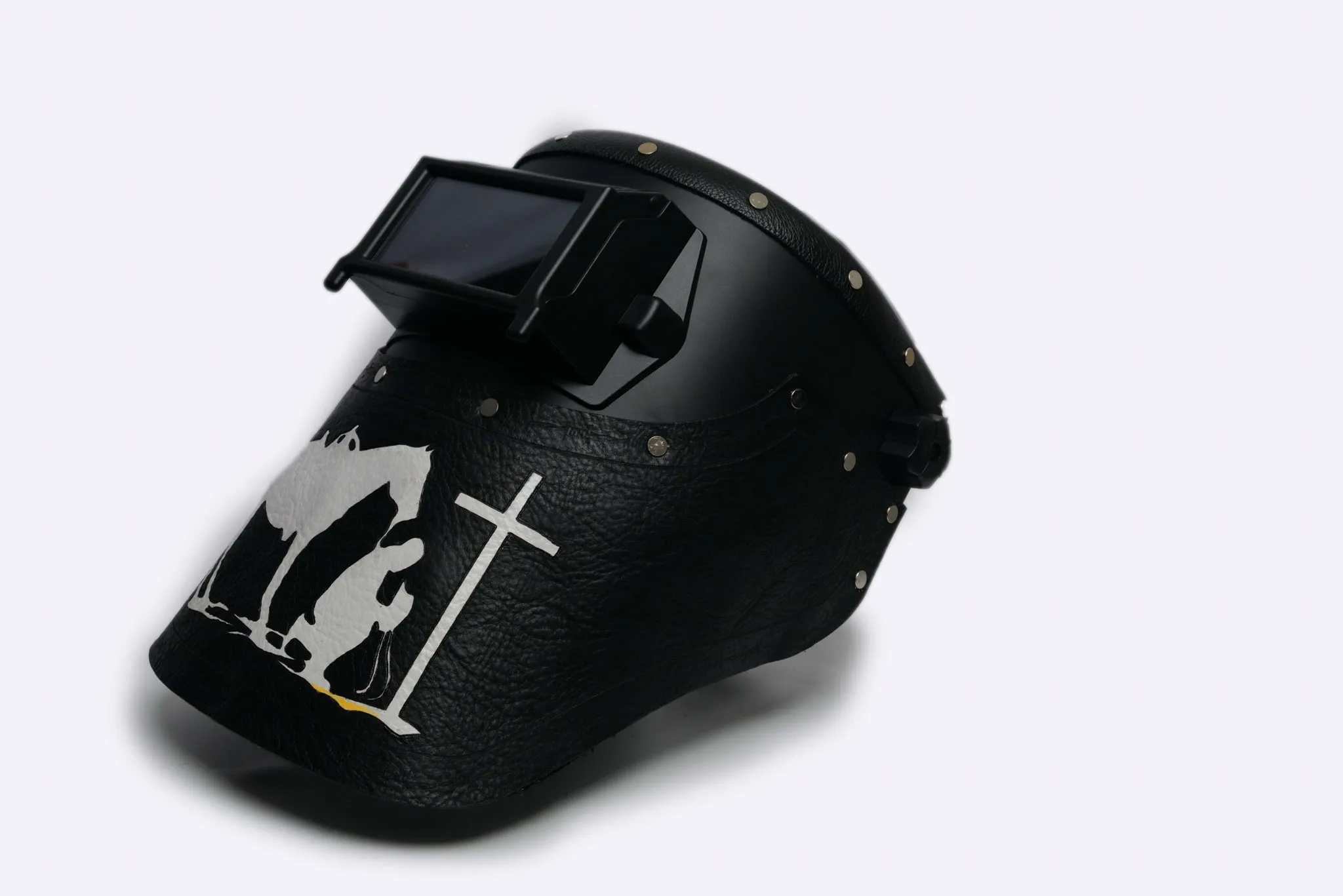 Outlaw Leather - Welding Hood - Praying Cowboy-Black