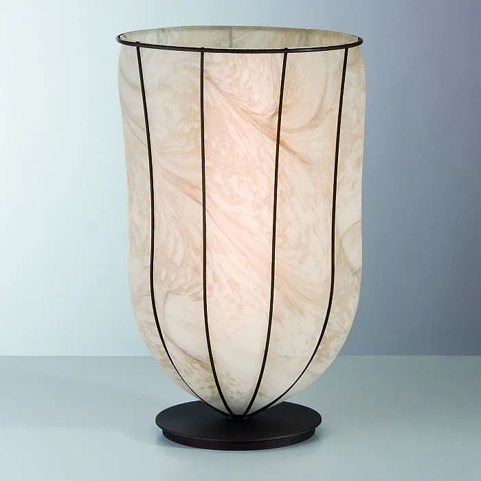 Pale Brown Marbled Alabaster Venetian Table Light