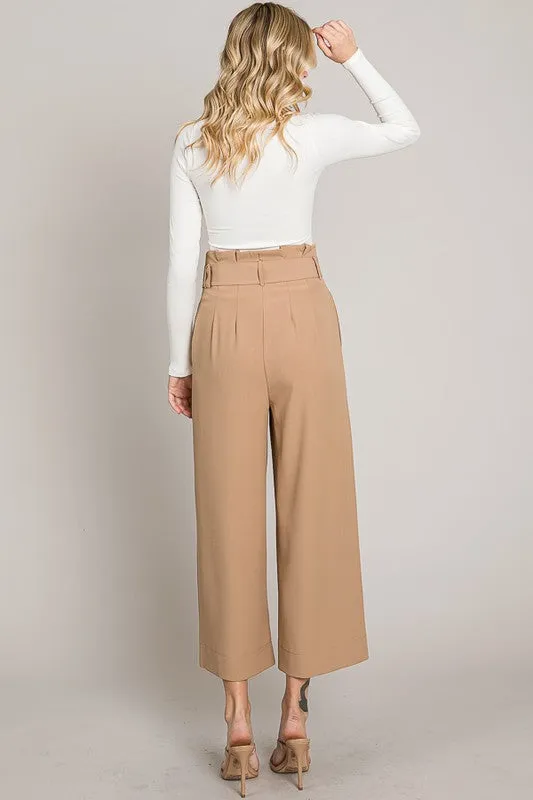 Pantalon A la Cintura con Cinturón Corte Wide Leg