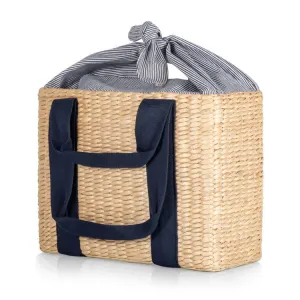 Parisian Picnic Basket - Beige with Navy Blue Accents