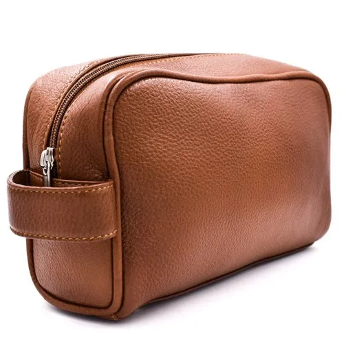 Parker - Saddle Brown Leather Toiletry Dopp Bag