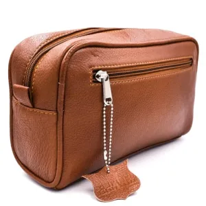 Parker - Saddle Brown Leather Toiletry Dopp Bag