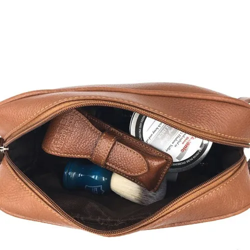 Parker - Saddle Brown Leather Toiletry Dopp Bag