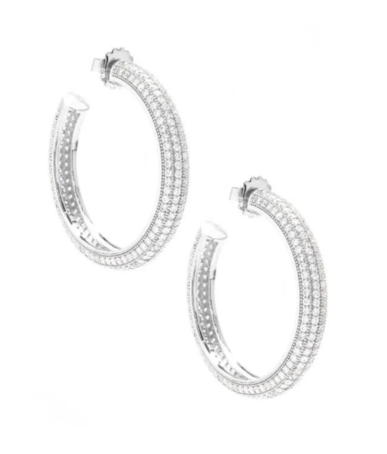 Pave Chunky Hoop Earrings