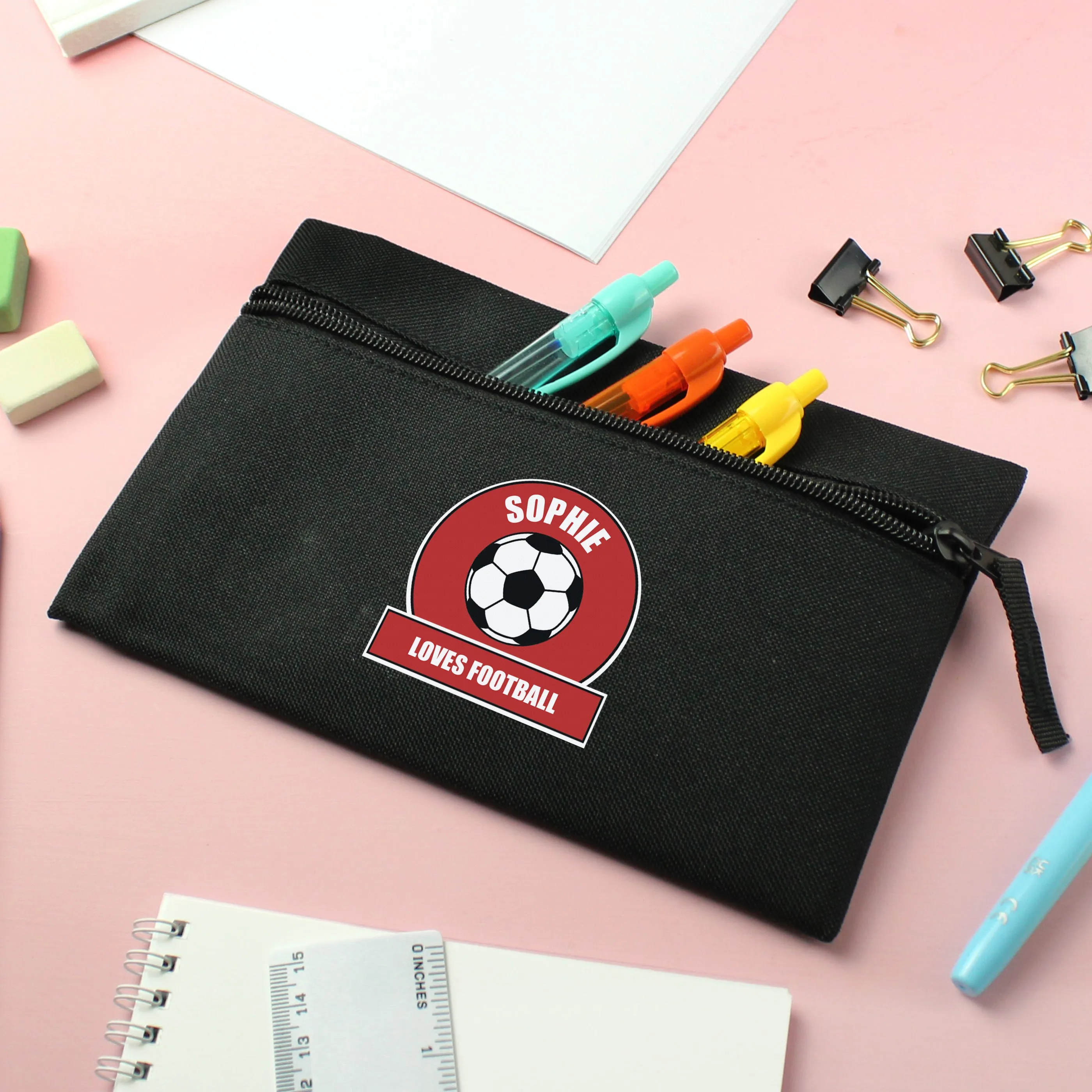 Personalised Red Football Fan Pencil Case