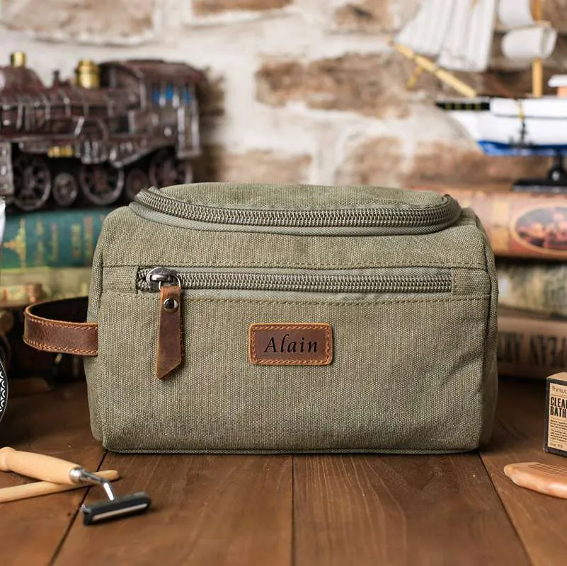 Personalized Groomsmen Gift, Dopp Kit Bag Customized Canvas Toiletry Bag Monogram Mens Toiletry Bag