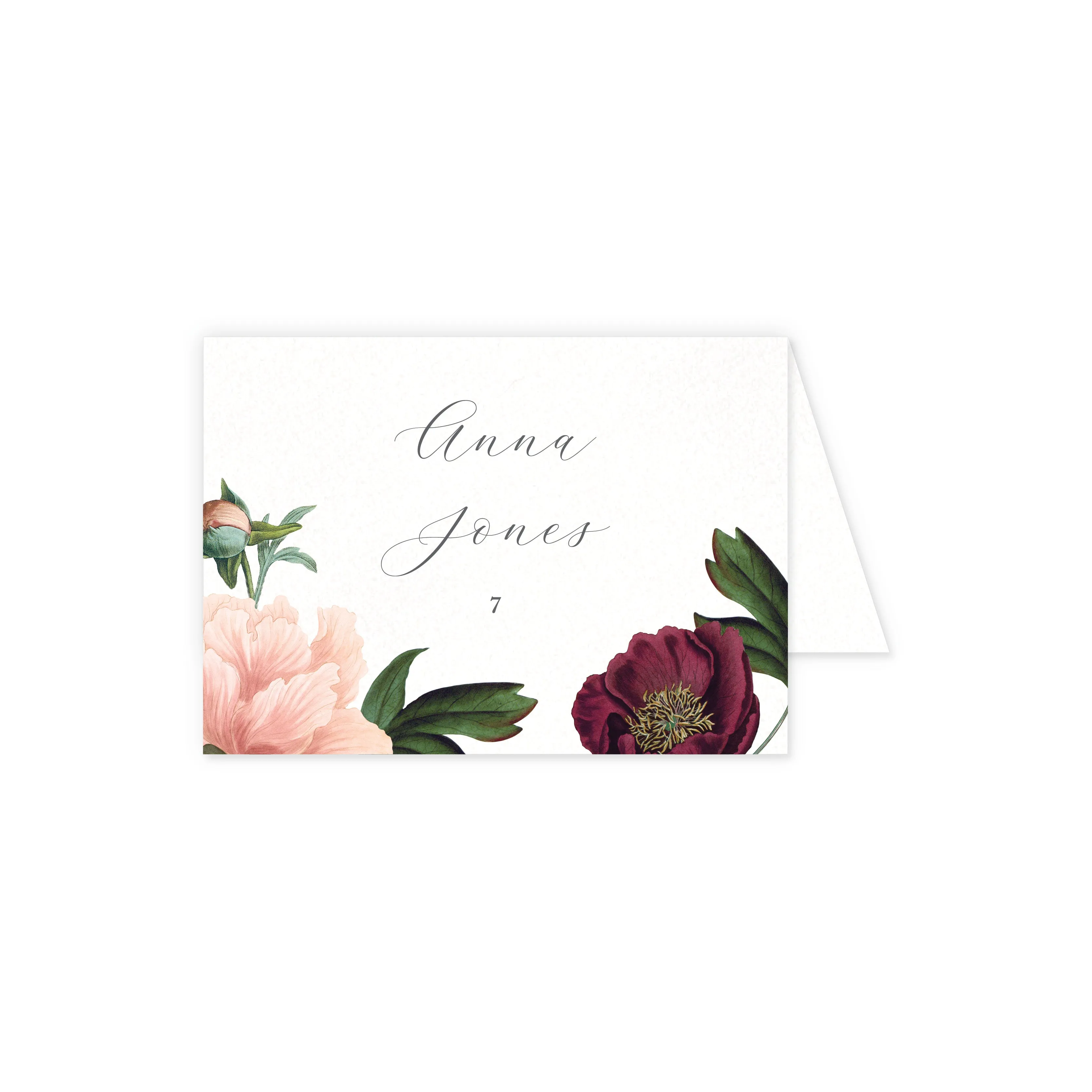 Place cards with guest details