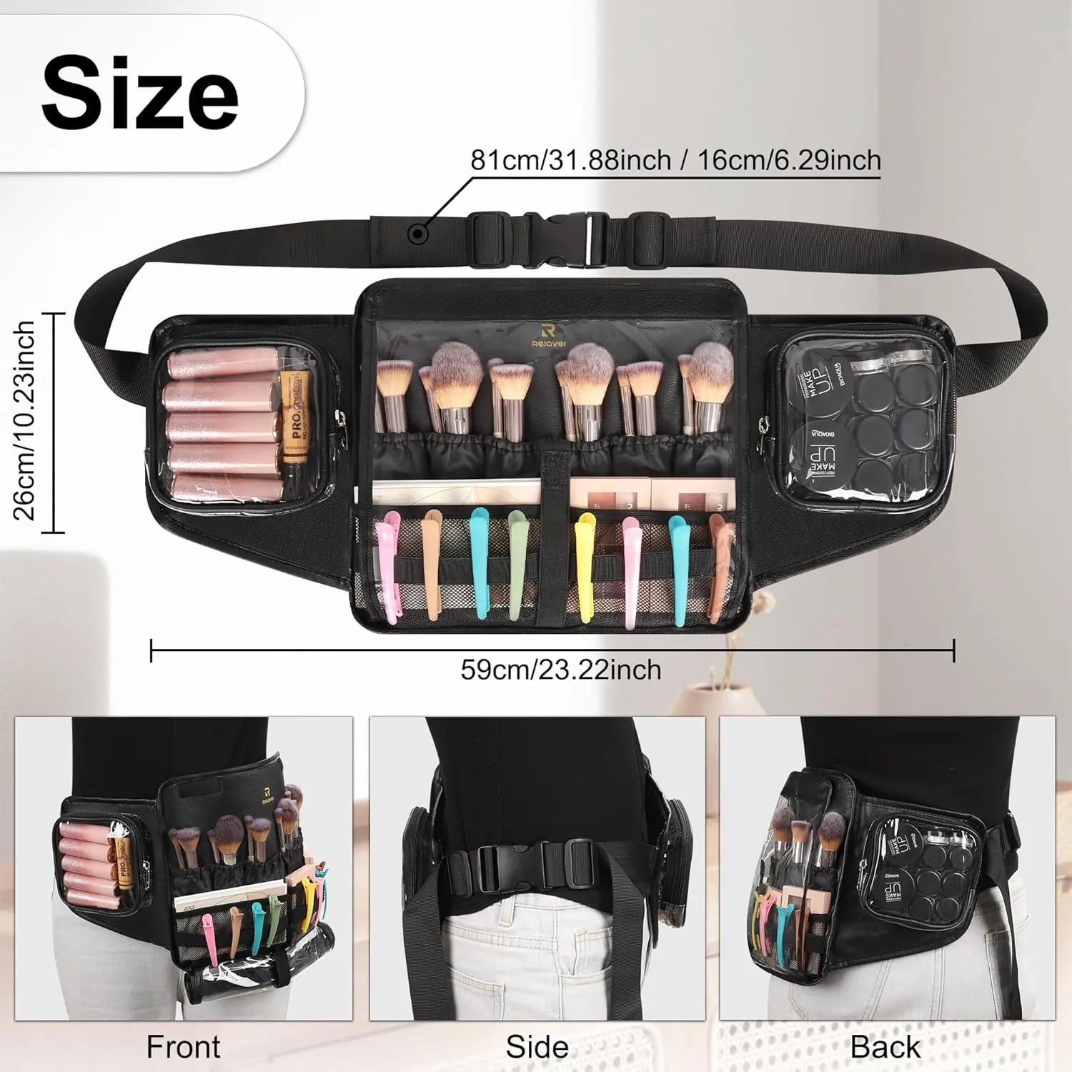 Professional Portable Makeup Brush Waist Bag