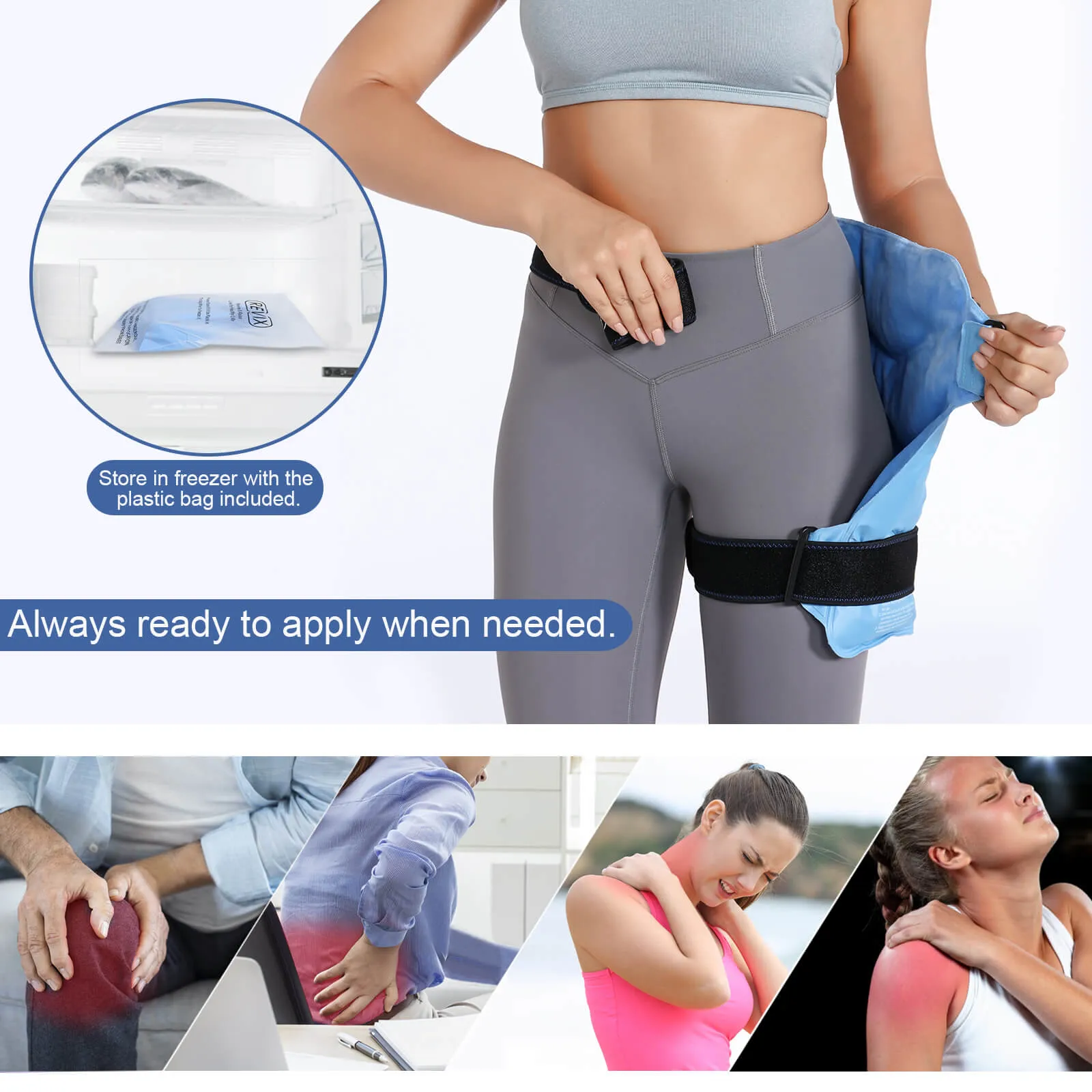 REVIX Hip Ice Pack Wrap After Surgery for Hip Bursitis Reusable Ice Pack for Hip Replacement Surgery