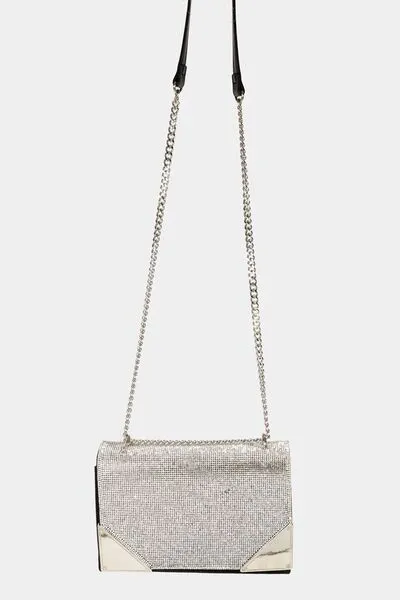 Rhinestone Studded Rectangle Crossbody Bag